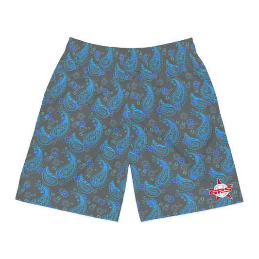 GPS Men's Jogger Shorts with Trendy Paisley Design- Dark Gray